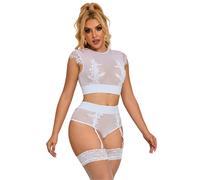 Subblime - 954048 reggiseno + slip con cintura giardiniera bianco l/xl