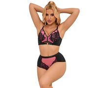 Subblime - 955588 set reggiseno in vernice rosa con cerniera in rete l/xl