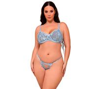Subblime - 957636 completo reggiseno e slip ricamati a fiori azzurro cielo l/xl