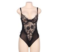 Subblime queen plus pizzo floreale e teddy nero con frange
