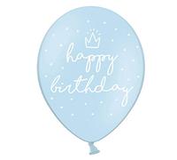 Subito disponibile 6 Palloncini Palloncino Lattice 30 cm BUON COMPLEANNO BAMBINO celeste con coroncina