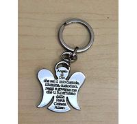 Subitodisponibile 10 PEZZI Portachiavi metallo ANGELO CON PREGHIERA bomboniera comunione | gadget per ricordino bomboniere comunione cresima battesimo