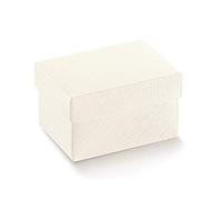 Subitodisponibile 10 PEZZI SETA BIANCO Scatola BOMBONIERA FONDO E COPERCHIO 20x20x6 cm