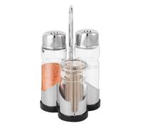 SUBKUDY Set di barattoli per spezie, 2 contenitori per spezie, 1 bicchiere per stuzzicadenti, 3,3 x 9 cm, contenitore per spezie