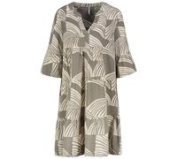 Sublevel Abito Donna con stampa foglie tropicali, scollo a V, maniche a sbuffo