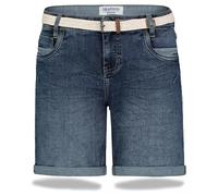 Sublevel Jeans da donna in denim, bermuda chino stretch con cintura intrecciata, comodi pantaloni estivi, Dark Blue Denim D294, XL