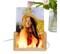 Sublimazione acrilico vuoto - Sublimazione Foto Blanks Night LED Light Lamp Base, LED Solid Wood Lamp Base, trasferimento di calore acrilico Photo Frame per soggiorno camera da letto