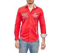 Subliminal Mode Camicia a Maniche Lunghe a Righe da Uomo con Ricamo | vestibilità Classica | Comoda e Facile da Lavare | Ideale per Le Uscite in Città e Informali BX508 | Rosso M