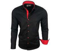 Subliminal Mode Camicia a Maniche Lunghe da Uomo | vestibilità Classica | Comoda e Facile da Lavare | Ideale per L'Ufficio e Le Uscite Informali S500 Nero Rosso S