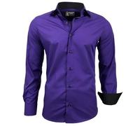 Subliminal Mode Camicia a Maniche Lunghe da Uomo | vestibilità Classica | Comoda e Facile da Lavare | Ideale per L'Ufficio e Le Uscite Informali 444-5 | Viola M