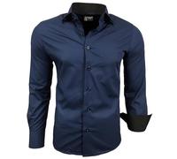 Subliminal Mode Camicia a Maniche Lunghe da Uomo | vestibilità Classica | Comoda e Facile da Lavare | Ideale per L'Ufficio e Le Uscite Informali 444-5 | Blu Navy L