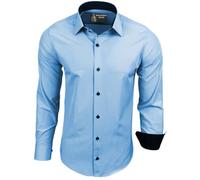Subliminal Mode Camicia a Maniche Lunghe da Uomo | vestibilità Classica | Comoda e Facile da Lavare | Ideale per L'Ufficio e Le Uscite Informali 444-5 | Azzurro Chiaro 6XL