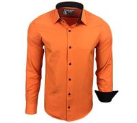 Subliminal Mode Camicia a Maniche Lunghe da Uomo | vestibilità Classica | Comoda e Facile da Lavare | Ideale per L'Ufficio e Le Uscite Informali 444-5 | Arancione 3XL