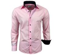 Subliminal Mode Camicia a Maniche Lunghe da Uomo | vestibilità Classica | Comoda e Facile da Lavare | Ideale per L'Ufficio e Le Uscite Informali 444-5 | Rosa 6XL