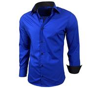 Subliminal Mode Camicia a Maniche Lunghe da Uomo | vestibilità Classica | Comoda e Facile da Lavare | Ideale per L'Ufficio e Le Uscite Informali 444-5 | Blu Reale M