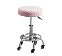 SUBLXPoten Coprisedia Da Bar Solid Color Round Chair Dining Stool Cover Elastic Cushion Washable Bar Seat Slipcover Thickened(Light pink)