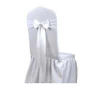 SUBLXPoten Sedia Sash 25 Pezzi di Nastri for coprisedia in Raso e Spandex, for Feste, Banchetti, Decorazioni for Matrimoni, Fasce for sedie con Fiocco Nodo(White)