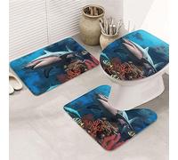 Submarine Shark Coral Print Set Di Tappeti Da Bagno 3 Pezzi Lavabile Zerbino Resistente Tappetino Contorno Wc Per Toeletta La Casa Doccia