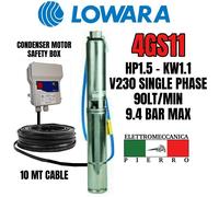 SUBMERSIBLE BOREHOLE PUMP LOWARA 4GS11M 4GS11 HP1.5 90LT/MIN V230 V400