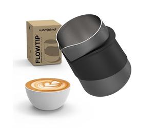 Subminimal FlowTip Bricco Latte Senza Manico in Acciaio Inox, Versamento Preciso per Latte Art, Pot da Barista per Schiuma Latte Cappuccino Caffè (Nero)