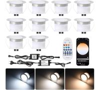 SUBOSI 10er WIFI intelligente dimmerabile 3000k-6000k spot da incasso 1W luci a terra da incasso funziona con Alexa, Google Home, Ø45mm IP67 impermeabile LED spot da incasso esterno,con telecomando