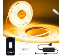 SUBOSI 10M Striscia LED COB intelligente da, 2700 K, luce bianca calda, 384 LED/M DC12 V, CRI90 +, 4270 lm, funziona con Google Home Assistant/Alexa, CRI90 + striscia LED luminosa con dimmer WiFi