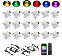 SUBOSI 20 pezzi faretti LED RGB a incasso per pavimento,Alexa compatibili,Luce da incasso IP67 impermeabile,12 V DC, Ø31 mm, 0.6 W,controllo smartphone via Wi-Fi,Terrazza Cucina Giardino