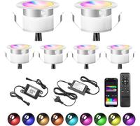 SUBOSI 6er WiFi intelligente RGBIC LED luci da incasso Illuminazione del patio funziona con Alexa, Google Home assistant, DC12V Ø45mm IP67 impermeabili LED terrazze da incasso