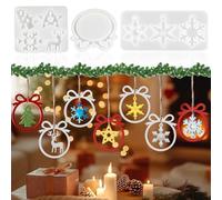 SUBRINGE 3 Pezzi Stampi Silicone Natale, Stampo per Resina Epossidica con Fiocco di Neve, Stella, Renna per Decorazioni Albero di Natale, Ciondoli, Bijoux, Regali Fai da Te
