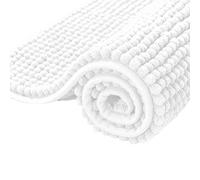 subrtex Tappetini da bagno in ciniglia extra morbidi e assorbenti d'acqua, antiscivolo, perfetti tappetini in peluche per vasca, doccia (50 x 80 cm, bianco)