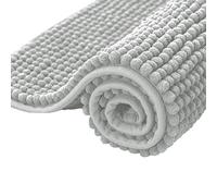 subrtex Tappeto Bagno Antiscivolo, Tappeti Bagno Moderni, Tappetino Terra in Microfibra Ciniglia Morbido(40×60cm, Grigio Chiaro)