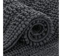 subrtex Tappeto da bagno in ciniglia a righe, morbido tappeto da bagno per bagno, assorbente, ad asciugatura rapida, lavabile in lavatrice (grigio, 61 x 152,4 cm)