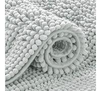 subrtex Tappeto da bagno in ciniglia a righe, morbido tappeto da bagno per bagno, assorbente, ad asciugatura rapida, lavabile in lavatrice (grigio chiaro, 50,8 x 81,3 cm)