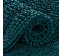 subrtex Tappeto da bagno in ciniglia a righe, morbido tappeto da bagno per bagno, assorbente, ad asciugatura rapida, lavabile in lavatrice (blu, 50,8 x 81,3 cm)