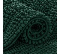 subrtex Tappeto da bagno in ciniglia, a righe, morbido tappeto da bagno per bagno, assorbente, ad asciugatura rapida, lavabile in lavatrice (verde, 50,8 x 81,3 cm)