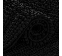 subrtex Tappeto da bagno in ciniglia, a righe, morbido tappeto da bagno per bagno, assorbente, ad asciugatura rapida, lavabile in lavatrice (nero, 61 x 152,4 cm)