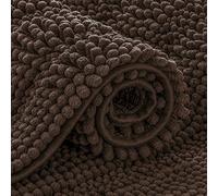 subrtex Tappeto da bagno in ciniglia, a righe, morbido tappeto da bagno per bagno, assorbente, ad asciugatura rapida, lavabile in lavatrice (cioccolato, 50,8 x 81,3 cm)