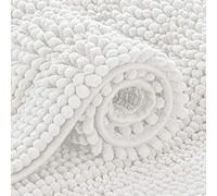 subrtex Tappeto da bagno in ciniglia a righe, morbido tappeto da bagno per bagno, assorbente, ad asciugatura rapida, lavabile in lavatrice (avorio, 61 x 152,4 cm)
