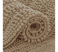 subrtex Tappeto da bagno in ciniglia a righe, morbido tappeto da bagno per bagno, assorbente, ad asciugatura rapida, lavabile in lavatrice (sabbia, 61 x 152,4 cm)