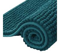 SUBRTEX Tappeto da bagno in ciniglia, morbido, corto, in peluche, morbido, assorbente, da doccia, ad asciugatura rapida, lavabile in lavatrice (blu, 50,8 x 81,3 cm)
