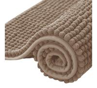 SUBRTEX Tappeto da bagno in ciniglia, morbido e corto, in peluche, tappetino da doccia assorbente, ad asciugatura rapida, lavabile in lavatrice, colore: tortora, 50,8 x 81,3 cm