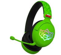 Subsonic Cuffie da Gaming Wireless per Brawl Stars, LED RGB, Microfono Staccabile, Driver 40mm, Audio Stereo 7.1, Compatibile con PC, Tablet, Smartphone, Verde
