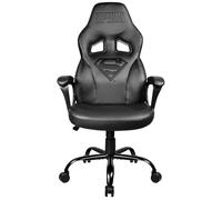 SUBSONIC - Sedia Gaming e Ufficio Superman - Nero | Licenza Ufficiale, Ergonomica, Dondolo, Poggiatesta e Braccioli, Altezza Regolabile, per Adolescenti e Adulti