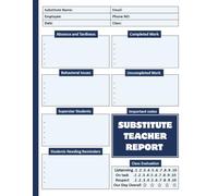 Substitute Teacher Report Notebook: It's a simple yet stylish and organized way for you to summarize your day | substitute teacher must haves.