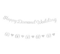 SUBTAVIK Striscione Decorativo per 60° Anniversario di Matrimonio, Cuore Dorato per Feste