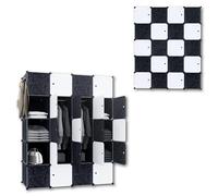 SUBTLETY Armadio in Plastica con Ante 145x37x178cm Scaffale a Cubo Componibile Armadi Pieghevoli Scarpiera per Riporre Vestiti, Scarpe, Libri, Giocattoli (Nero, 20 Scomparti)