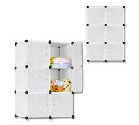 SUBTLETY Armadio in Plastica con Ante 70x35x105cm Scaffale a Cubo Componibile Armadi Pieghevoli Scarpiera per Riporre Vestiti, Scarpe, Libri, Giocattoli (Bianca, 6 Scomparti)