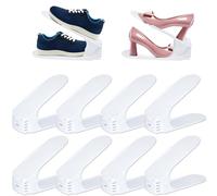 SUBTLETY Portascarpe regolabile, 20 pezzi, in polipropilene, regolabili in altezza, antiscivolo, a doppio strato, per scarpe, salvaspazio, set di fessure per scarpe (bianco)