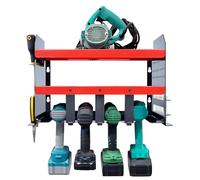 SUBTLETY Portautensili per 4 utensili elettrici, organizer da officina, 2 livelli, portautensili per avvitatore a batteria, trapano a percussione, supporto per attrezzi con supporto per cacciavite