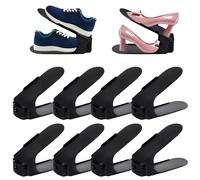 SUBTLETY Set di 3 organizer per scarpe regolabile, antiscivolo, a doppio strato, in polipropilene, salvaspazio, con fessure per scarpe (nero)